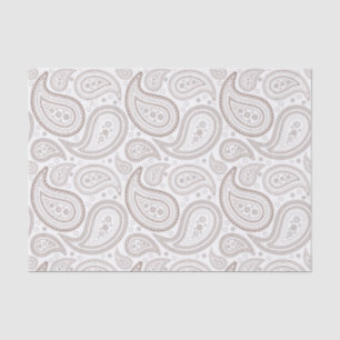 Seda Padrão de Paisley Brown em Papel Branco
