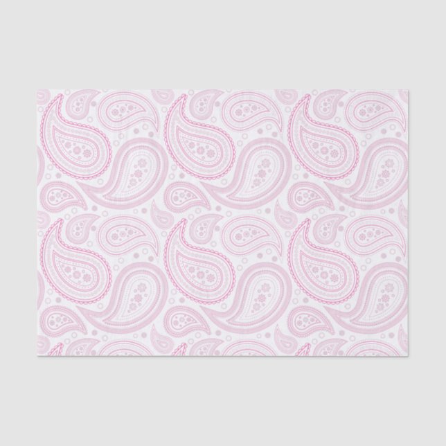 Seda Padrão de Paisley Rosa no Papel Branco (Frente )
