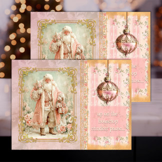 Seda Papai Noel Festivo em Rosa – Papel de Decoupage Ti