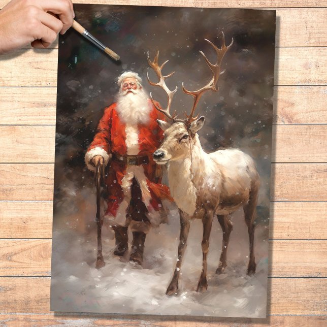 Seda Papais noeis com a Reindeer 1 Papel de Decoupage (Criador carregado)