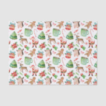 Papais noeis de Aquarela Papel de Tecido de Natal