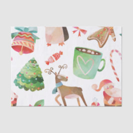 Seda Papais noeis de Aquarela Papel de Tecido de Natal