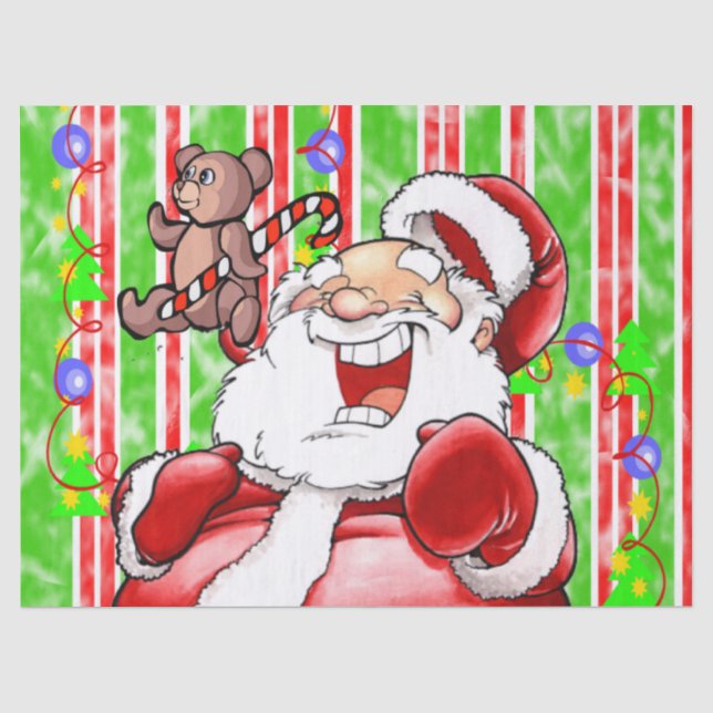 Seda Papais noeis de Natal Papel Tecido Urso de Teddy (Frente )