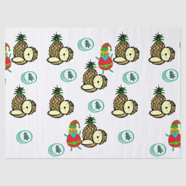 Seda Papais noeis De Papel Para Tecidos De Natal Abacax (Frente )