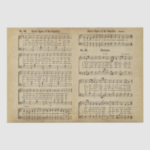 Seda Papel Antigo Música de Natal em Folhas Vintage 