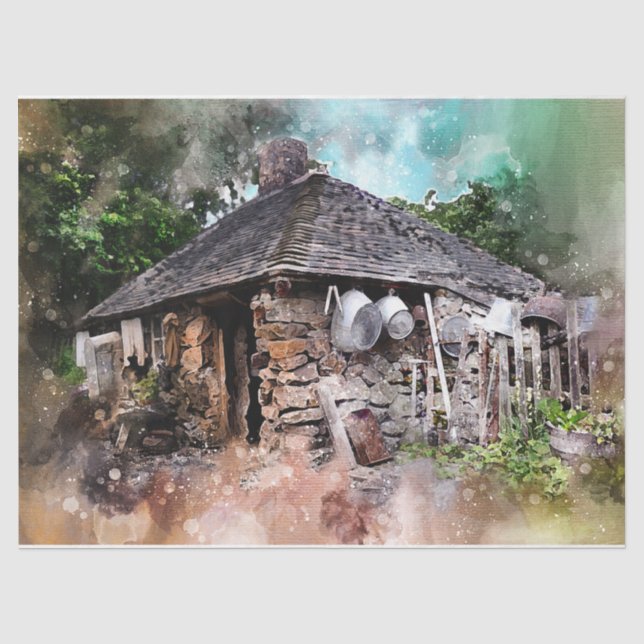 Seda Papel antigo Tecido de Decoupage de Cabina (Frente )