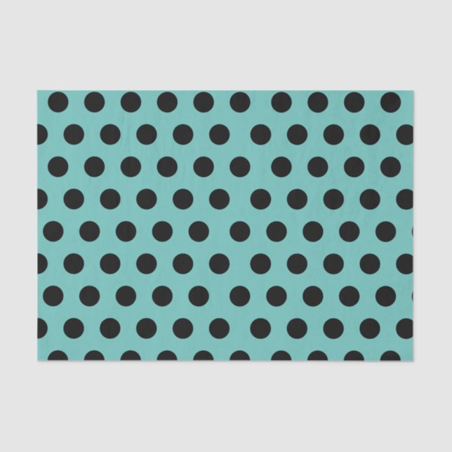 Seda Papel Bolinhas de tamanho médio preto e branco (Frente )