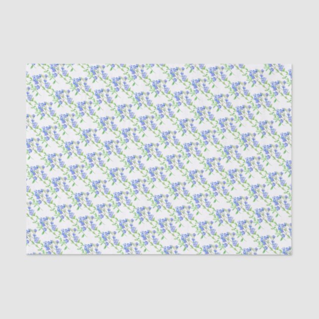 Seda Papel branco verde-azul de flor selvagem (Frente )