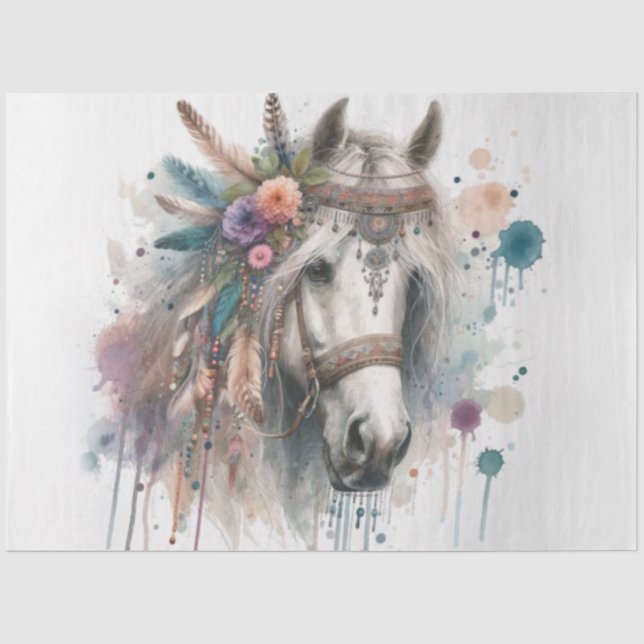 Seda Papel Colorido de Tecido Boho Horse (Frente )