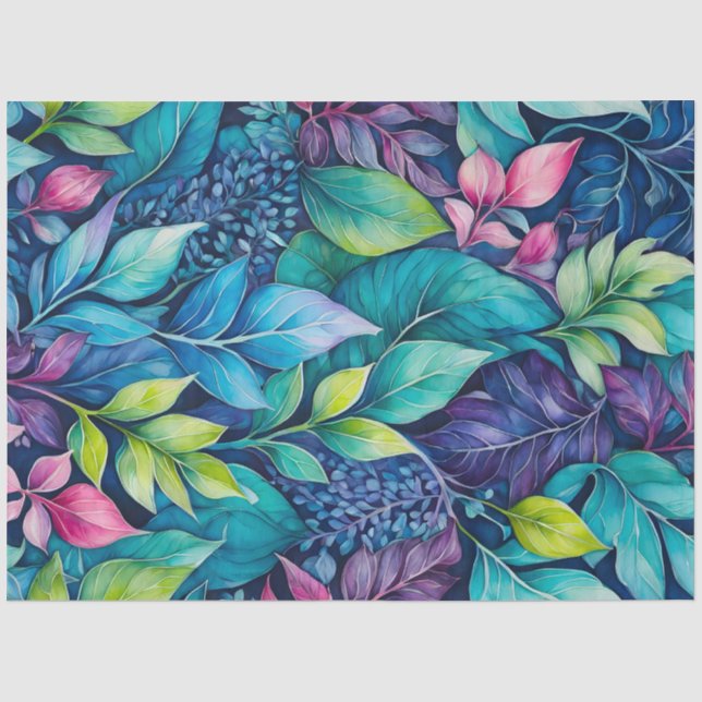 Seda Papel Colorido Tecido de Arte Botânica (Frente )