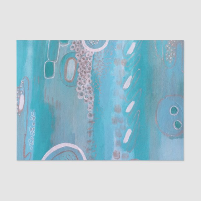 Seda Papel de Abstrato de Arte Turquesa Azul (Frente )
