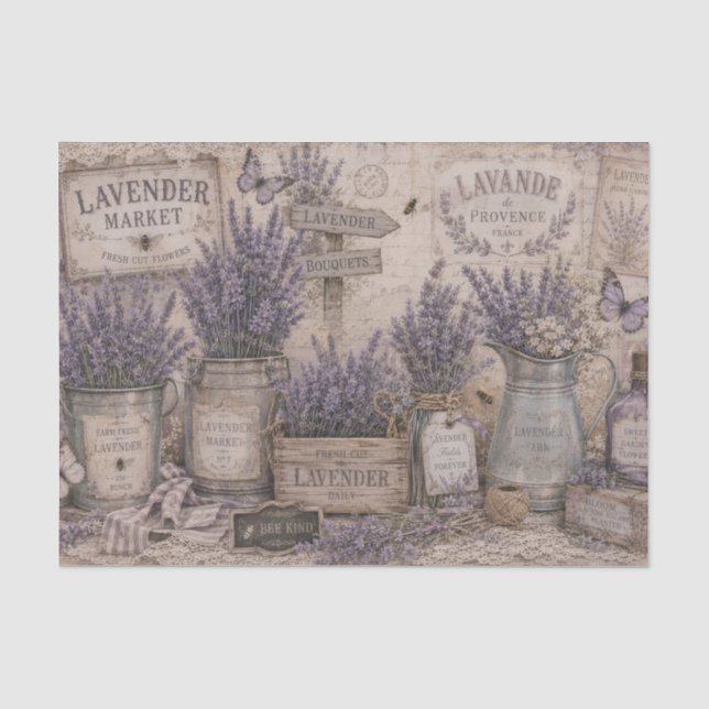 Seda Papel de carta antigo estilo shabby chic lavanda m (Frente )