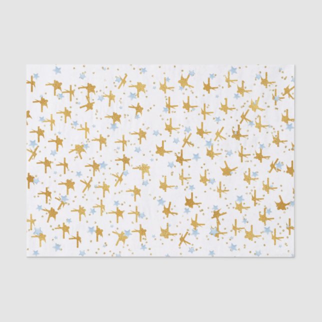 Seda Papel de Confetti para Estrelas Azuis e Douradas (Frente )