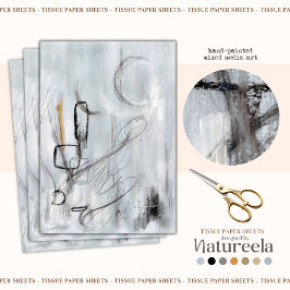 Seda Papel de Decoupage Abstrato Contemporâneo Cinza