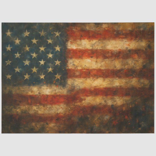 Seda Papel de Decoupage Bandeira Abstrata Americana (Frente )