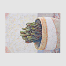 Papel de Decoupage Bege Branco de Planta de Cacto 