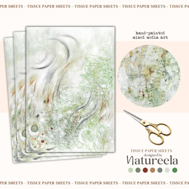 Seda Papel de Decoupage Bege Cinza Branco Abstrato (Criador carregado)