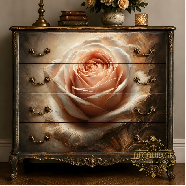 Seda Papel de Decoupage Blush Rose Center (Blush Rose Center Decoupage Tissue Paper)
