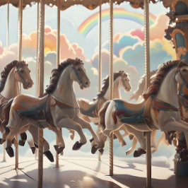 Seda Papel de Decoupage Carousel, cavalos de Vintage.