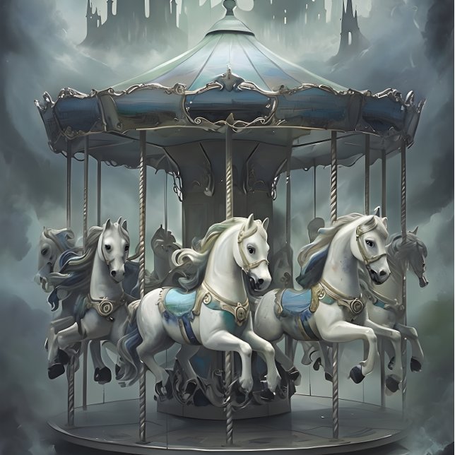 Seda Papel de Decoupage Carousel, cavalos de Vintage. (Criador carregado)