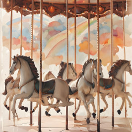 Seda Papel de Decoupage Carousel, cavalos de Vintage.