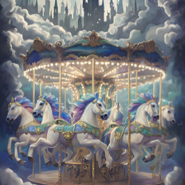 Seda Papel de Decoupage Carousel, cavalos de Vintage.