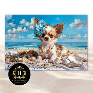 Seda Papel de Decoupage Chic de Praia com Cachorrinho C