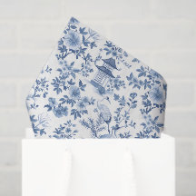 Papel de Decoupage Chinoiserie, Floral Azul Branco