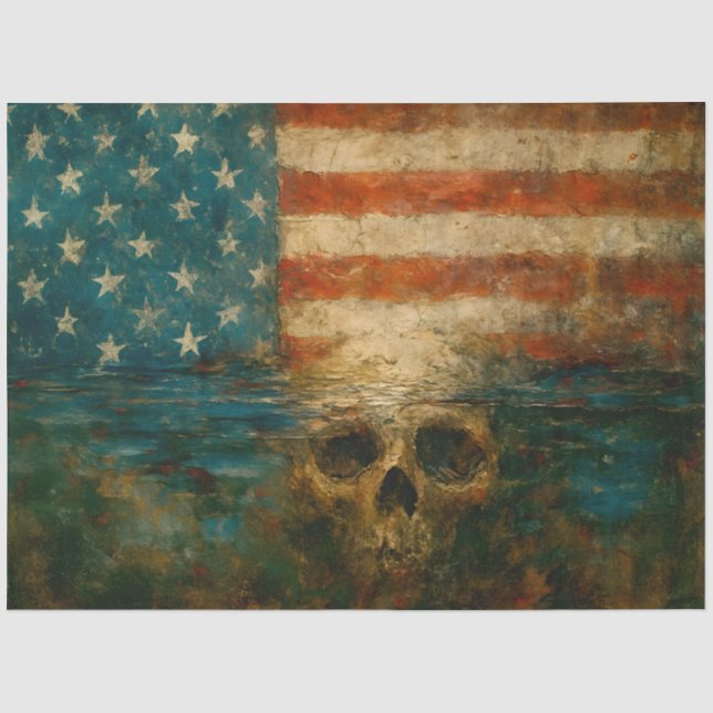 Seda Papel de Decoupage com Bandeira e Caveira na Água  (Frente )