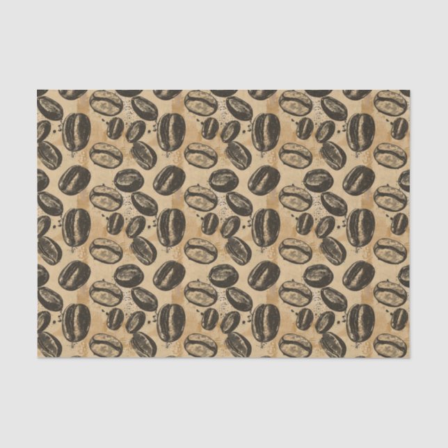 Seda Papel de Decoupage com Padrão de Grão de Café Vint (Frente )