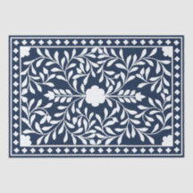 Papel de Decoupage com Relevo de Osso Azul Marinho