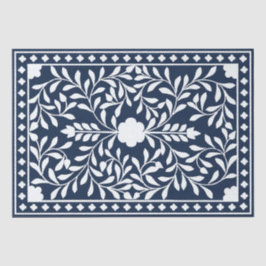 Seda Papel de Decoupage com Relevo de Osso Azul Marinho