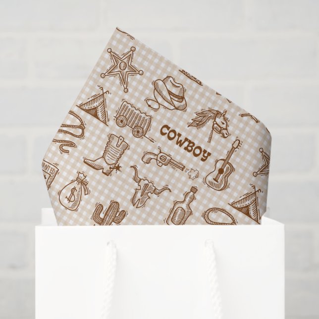 Seda Papel de Decoupage Cowboy, Rodeio Western (Sacola de presentes)