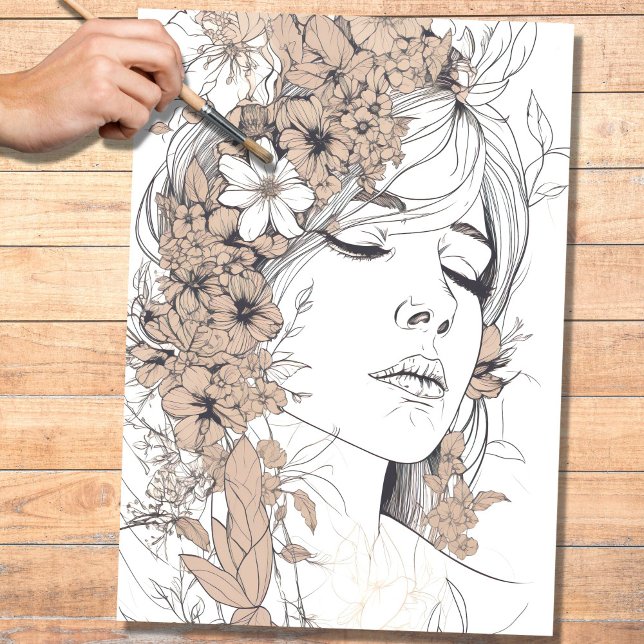 Seda Papel de Decoupage da Mulher de Arte de Linha 4 (Criador carregado)