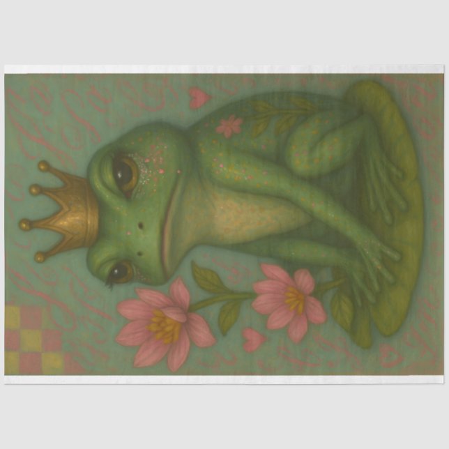 Seda Papel de Decoupage da Princesa sapo - Coroa Whimsi (Frente )