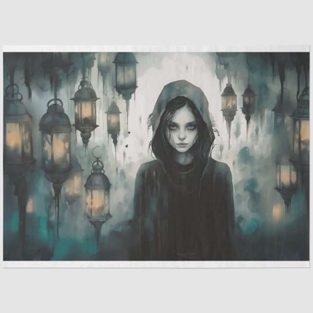 Seda Papel de Decoupage da Spooky Girl 2 (Frente )