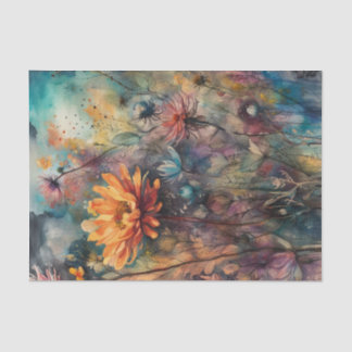 Seda Papel de Decoupage das Flores de Água Escuras | Mo