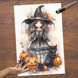 Seda Papel de Decoupage de Bruxa 5 Halloween