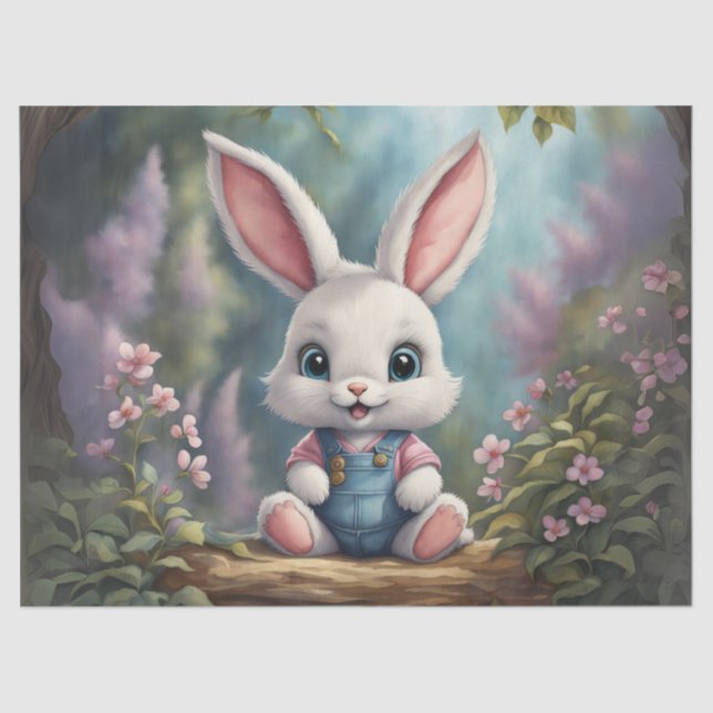Seda Papel de Decoupage de Bunny Bebê (Frente )