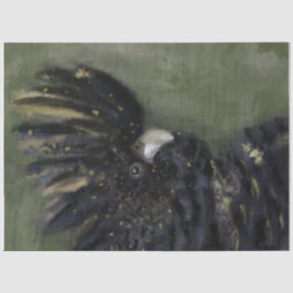 Seda Papel de Decoupage de Cockatoa Preto Australiano 