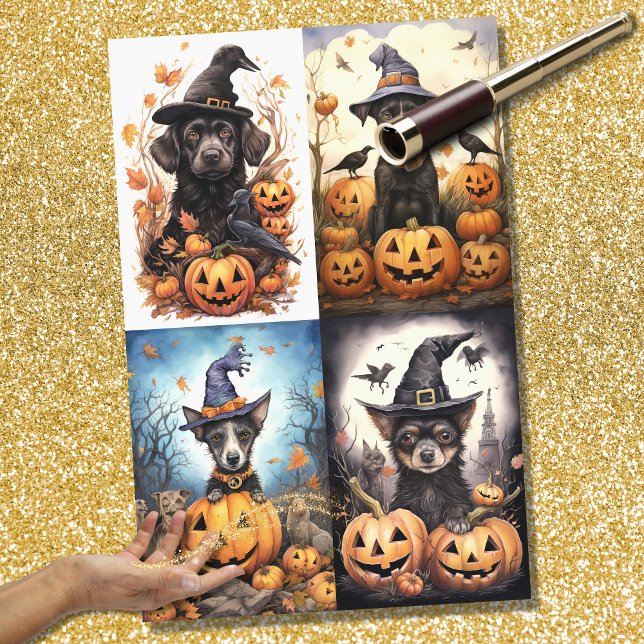 Seda Papel de Decoupage de Colagem do Cão 1 do Hallowee (Criador carregado)