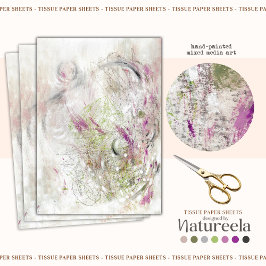 Seda Papel de Decoupage de Design Abstrato Verde Rosa