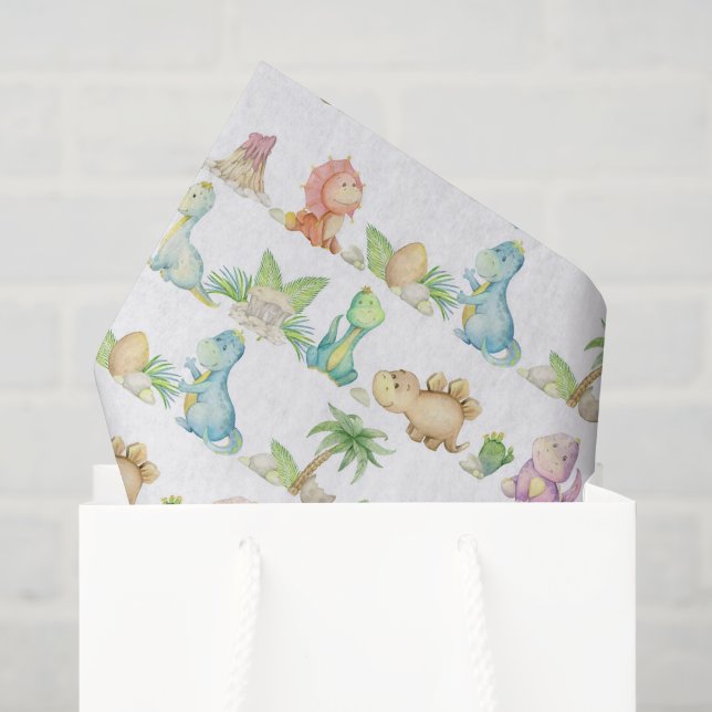 Seda Papel de Decoupage de Dinossauro, Aniversário de D (Sacola de presentes)
