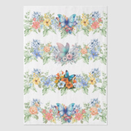 Seda Papel de Decoupage de Florais Pastéis e Borboletas