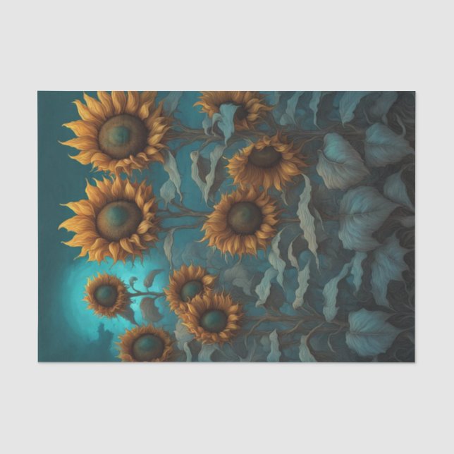 Seda Papel de Decoupage de Girassóis da Noite Gótica (Frente )