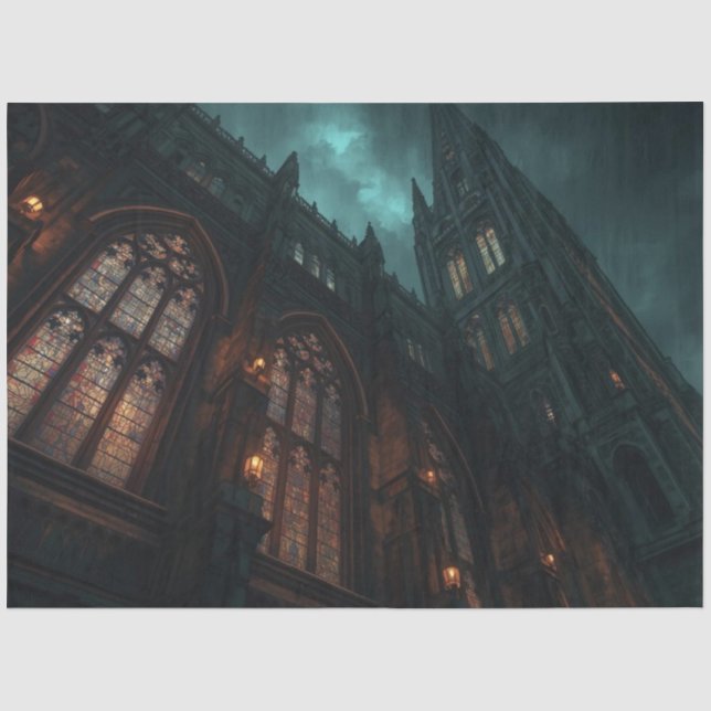 Seda Papel de Decoupage de Janela de Catedral Gótica –  (Frente )