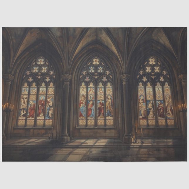 Seda Papel de Decoupage de Janela de Catedral Gótica –  (Frente )