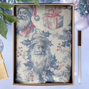 Seda Papel de Decoupage de Papai Noel Azul e Vermelho V