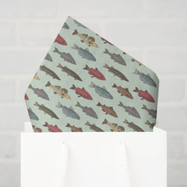 Seda Papel de Decoupage de Peixes, Vida Marinha Oceânic (Sacola de presentes)