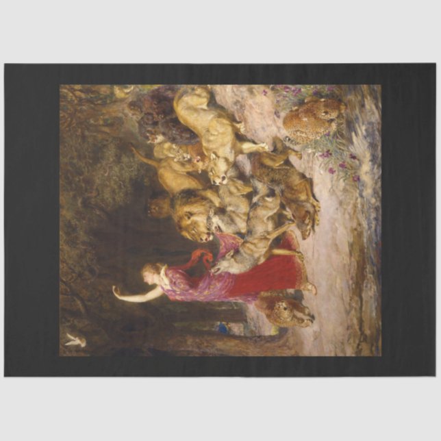 Seda Papel de Decoupage de Rapariga e Animais Afrodite (Frente )